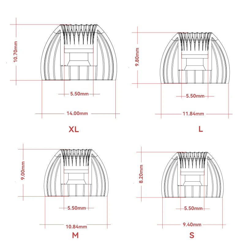 MOONDROP Spring Tips Acoustic waveguide + Double Support Structure - Silicone (3 pairs)