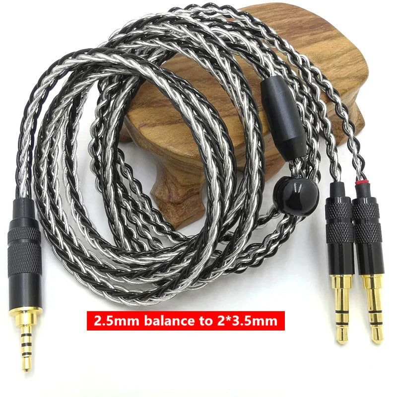 8 Core HE400SE Cable 3.5/2.5/4.4mm Plug to 2* 3.5mm plug  for Hifiman SUNDARA Ananda HE400SE Denon AH-D600 SONY MDR Z1R ...