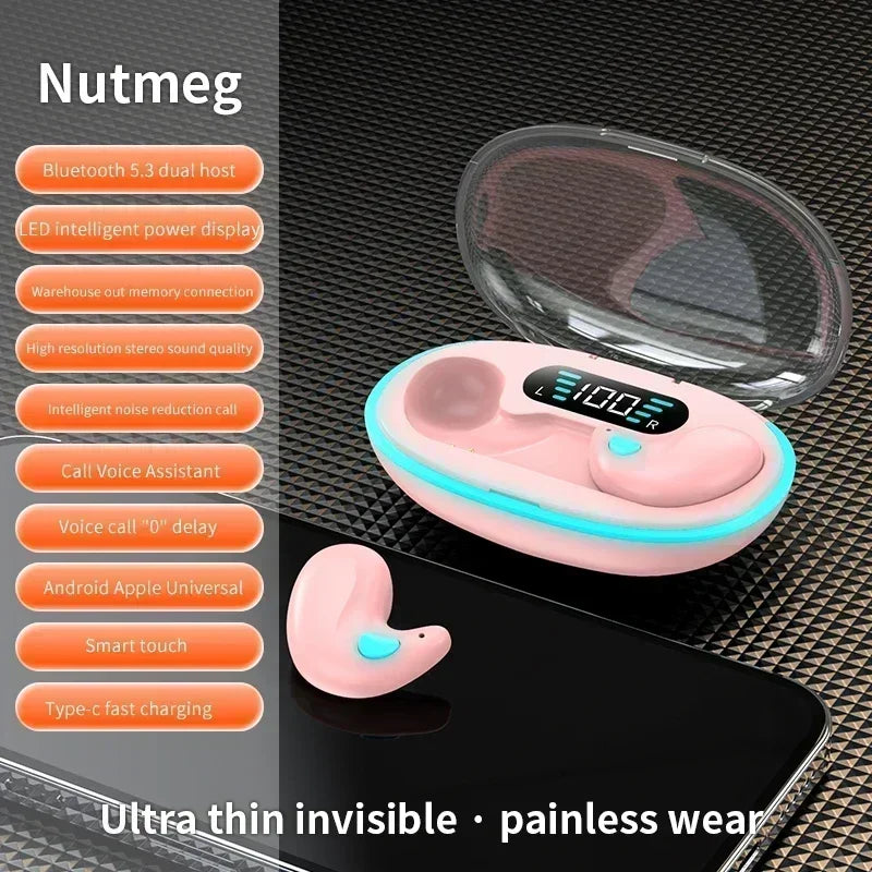 NEW X55 Earphone Stereo Hidden Headsets with Mic HD Call Waterproof Sleeping Earbuds Wireless Mini Headphones TWS Bluetooth