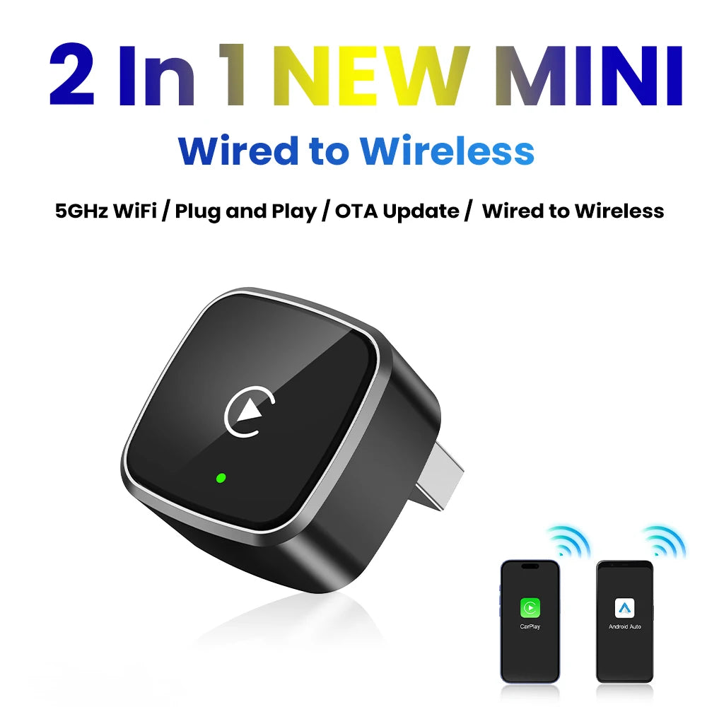 Wireless Carplay Adapter Android Auto Wireless Smart Dongle 2in1 For Volvo Benz Audi Kia Hyundai VW Mazda Cadillac MG Peugeot