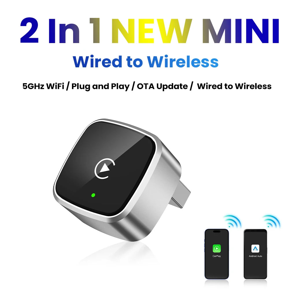 Wireless Carplay Adapter Android Auto Wireless Smart Dongle 2in1 For Volvo Benz Audi Kia Hyundai VW Mazda Cadillac MG Peugeot