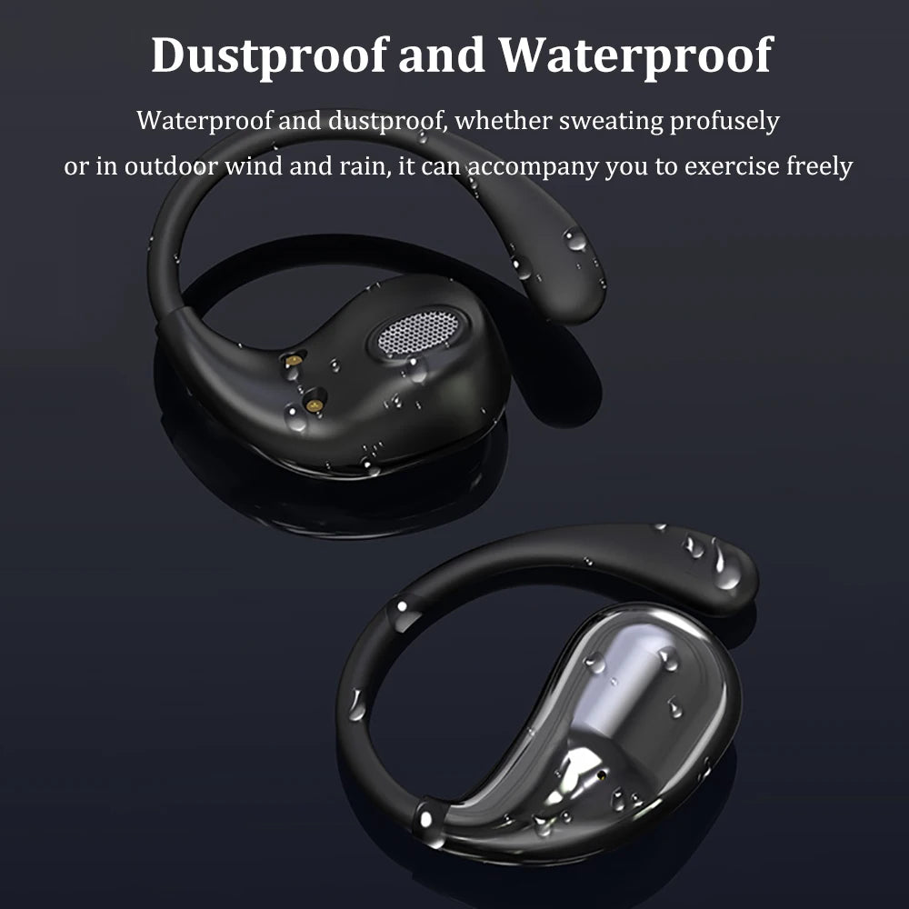 Bluetooth 5.4 Ear Hook TWS Earphones - Waterproof / LED Display