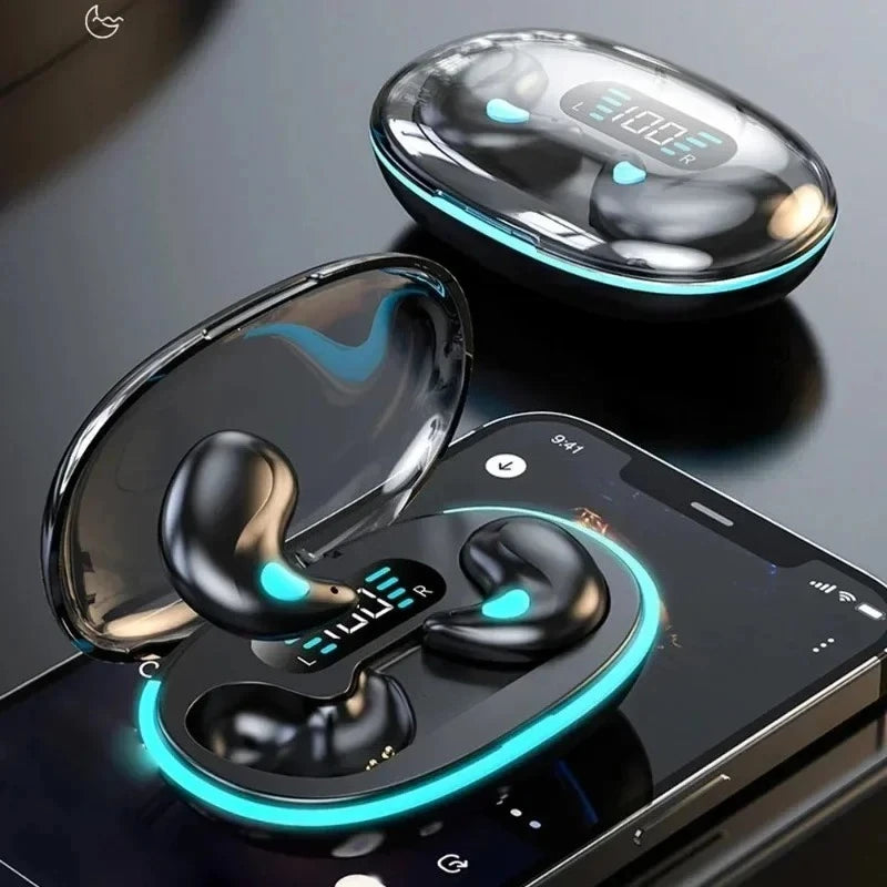 NEW X55 Earphone Stereo Hidden Headsets with Mic HD Call Waterproof Sleeping Earbuds Wireless Mini Headphones TWS Bluetooth