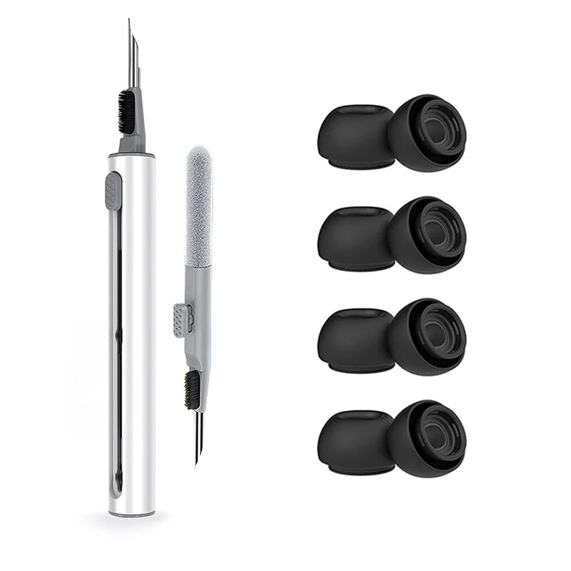 Liquid Silicone Noise Reduction Eartips for Airpods Pro 1 and 2 - 4 pairs with Cleaning Pen