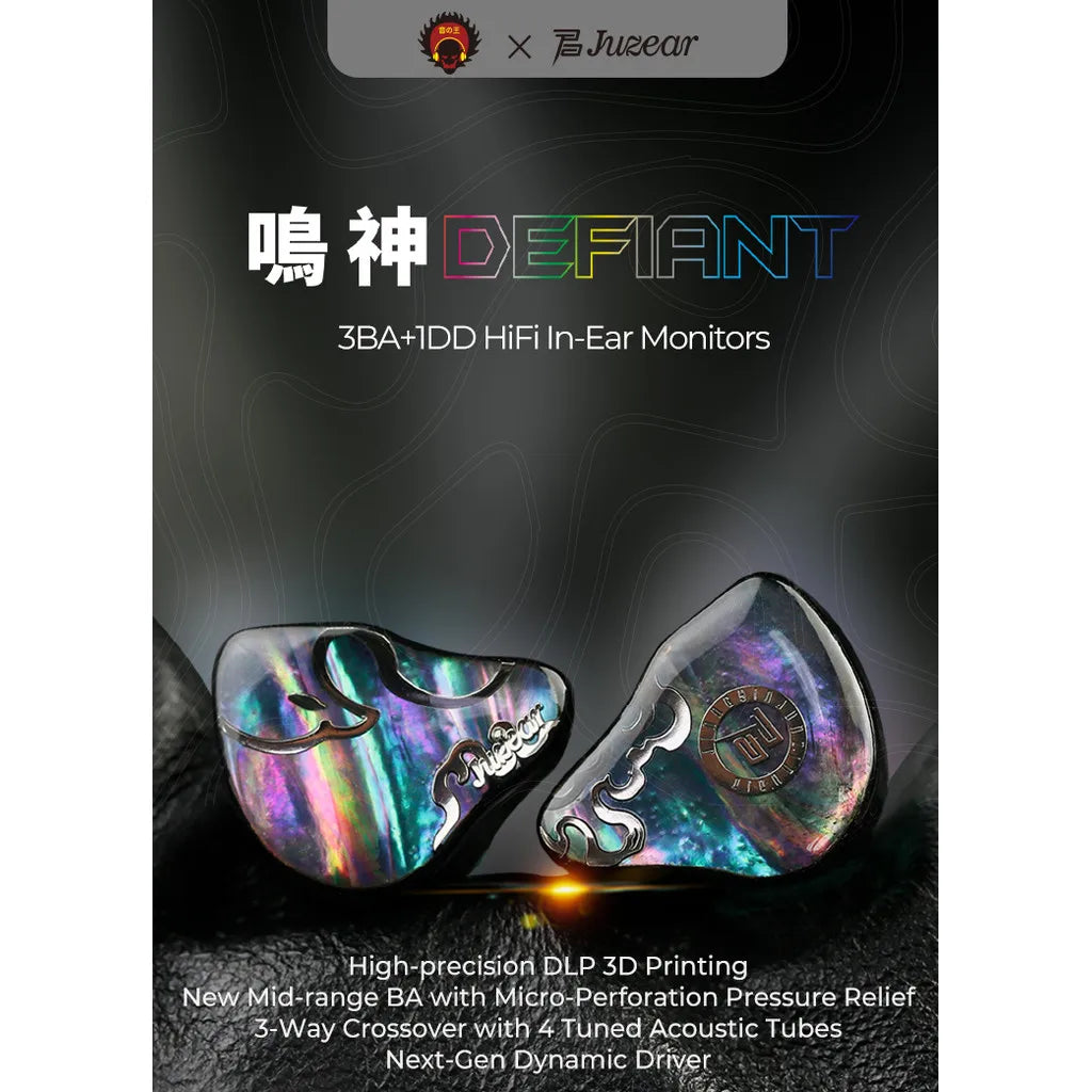 JUZEAR x Z Reviews Defiant 1DD +3BA Hybrid IEMs In-ear Earphones 3-Way Crossover HiFi Headset with 3.5+4.4mm Plugs Cable