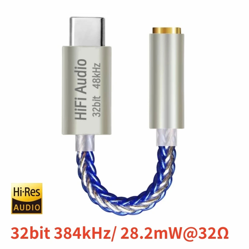 HiFI Audio 32bit 384kHz USB C dongle DAC