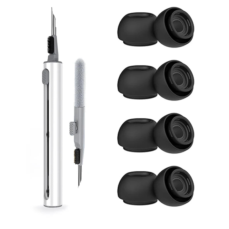 Liquid Silicone Noise Reduction Eartips for Airpods Pro 1 and 2 - 4 pairs with Cleaning Pen