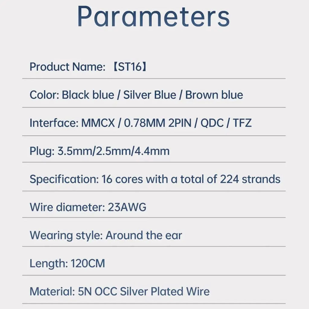 KBEAR ST16 16 Cores 5N single crystal copper silver-plated upgrade wire 1.2M MMCX/2PIN/QDC (gold plating process)