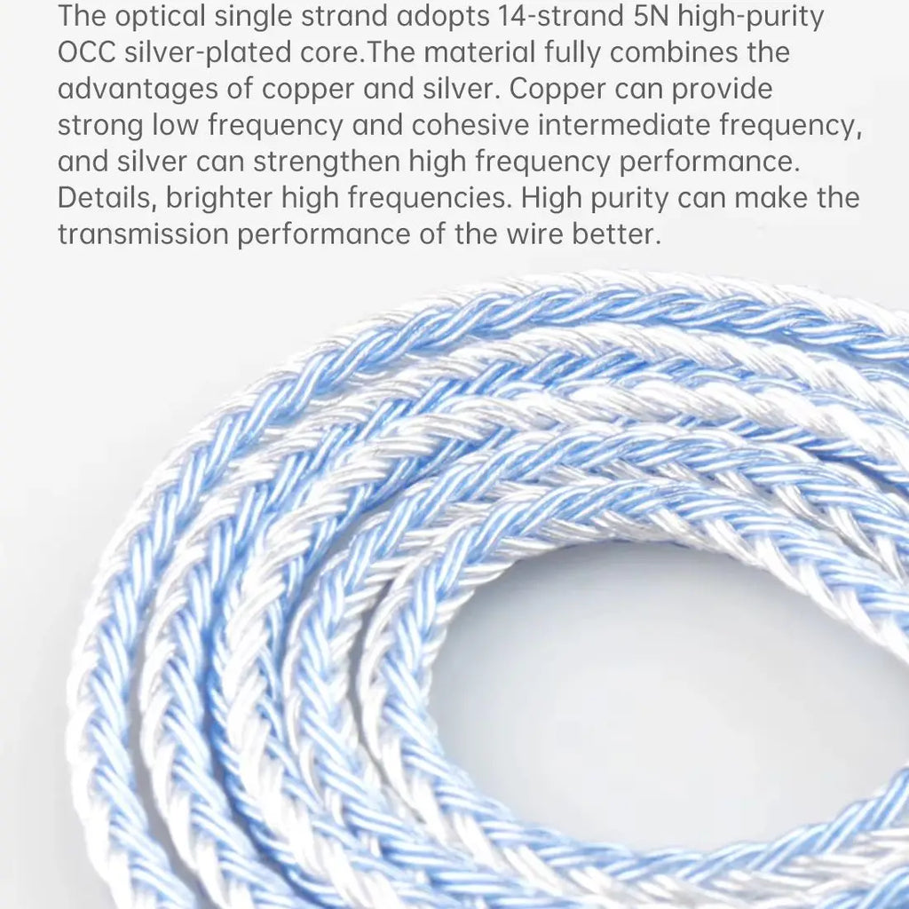 KBEAR ST16 16 Cores 5N single crystal copper silver-plated upgrade wire 1.2M MMCX/2PIN/QDC (gold plating process)