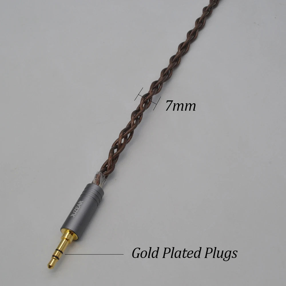 JUZEAR Pure IEM Cable 4-core 18AWG 6N Single Crystal Copper Wire Earphone Upgrade Cables 3.5 4.4mm 0.78mm 2 Pin For Headphone