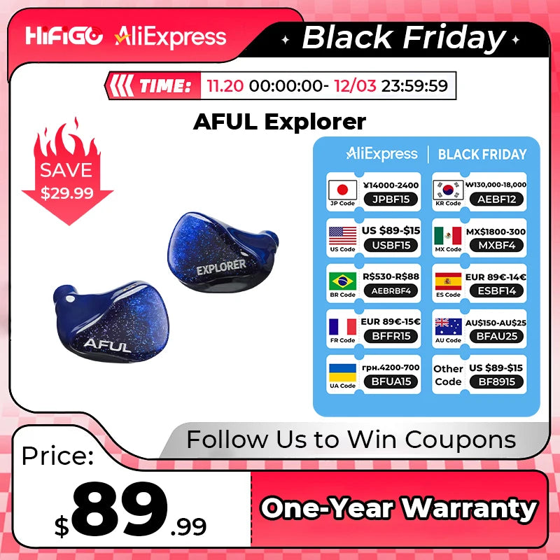 HiFiGo AFUL Explorer Wired Hybrid Earphones, 1DD+2BA Hybrid In-Ear Monitors for Deep Bass | Performer5 Performer8 Magicone