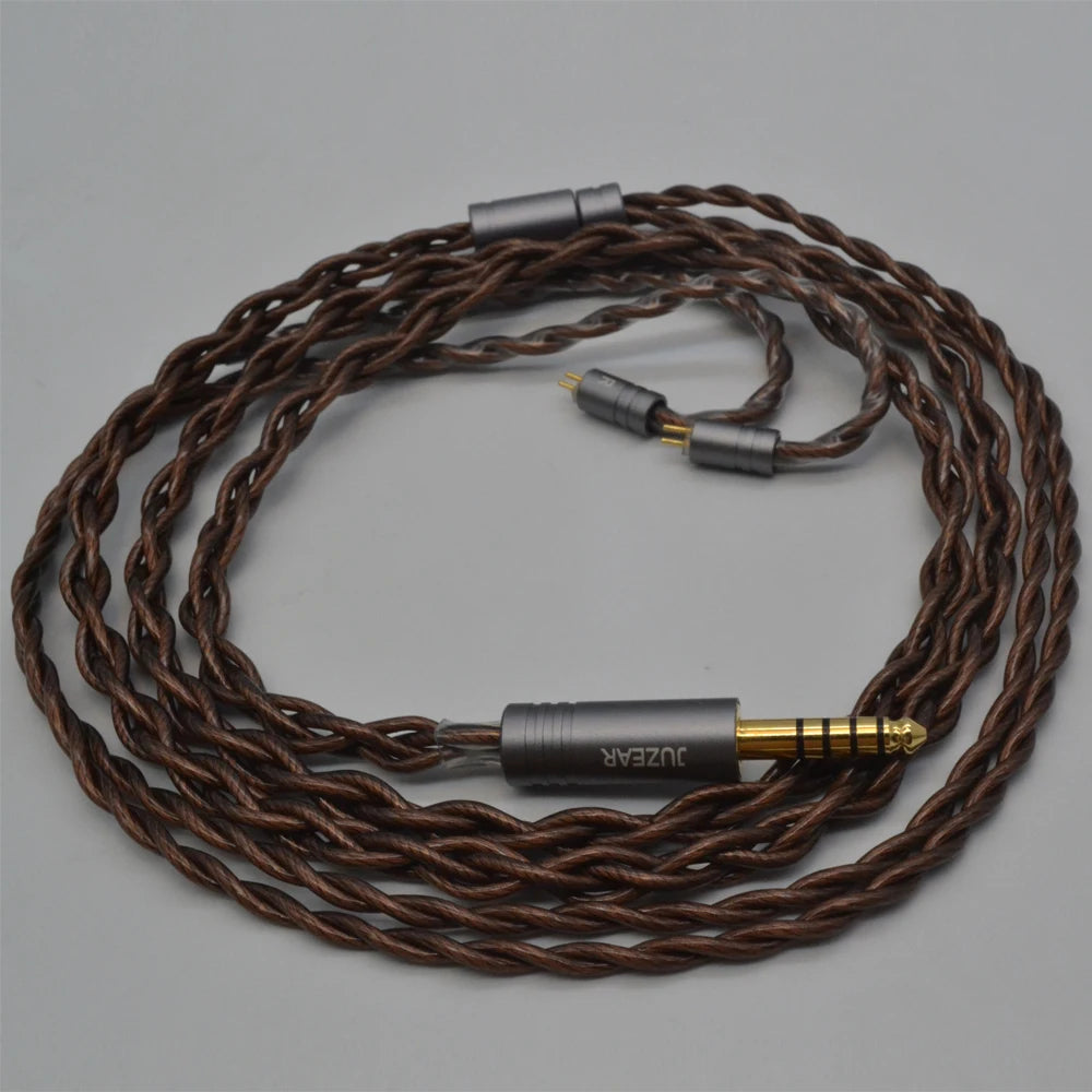 JUZEAR Pure IEM Cable 4-core 18AWG 6N Single Crystal Copper Wire Earphone Upgrade Cables 3.5 4.4mm 0.78mm 2 Pin For Headphone