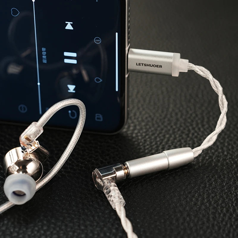 LETSHUOER DT01 PRO Type C to Jack 3.5mm Earphone Adapter DAC 384kHz/32bit Portable Headphone Amplifier for Phone/Player