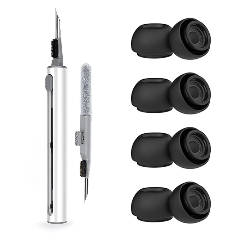 Liquid Silicone Noise Reduction Eartips for Airpods Pro 1 and 2 - 4 pairs with Cleaning Pen