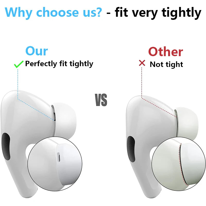 Liquid Silicone Noise Reduction Eartips for Airpods Pro 1 and 2 - 4 pairs with Cleaning Pen