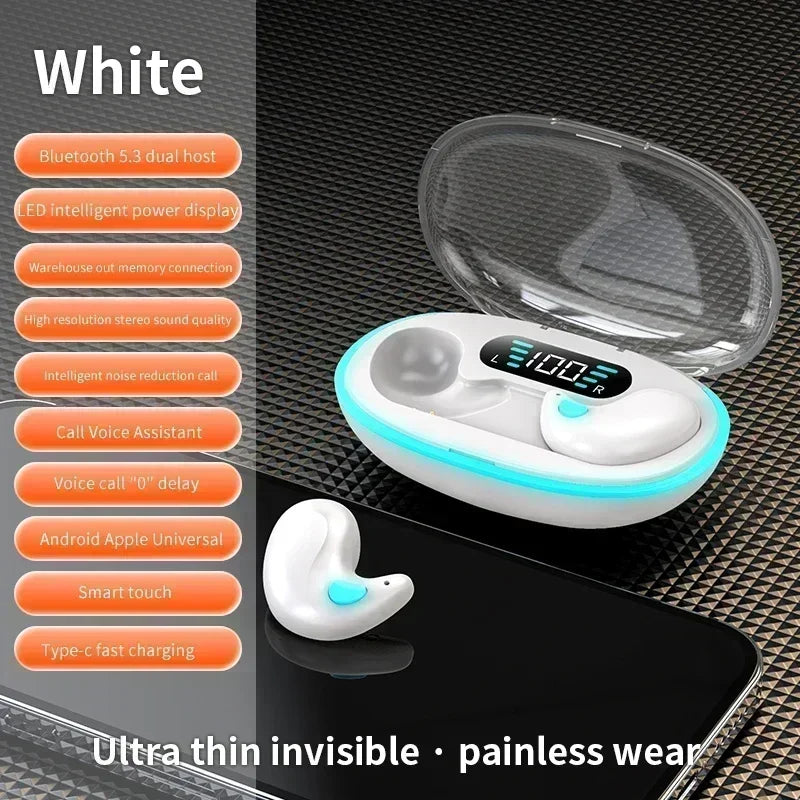NEW X55 Earphone Stereo Hidden Headsets with Mic HD Call Waterproof Sleeping Earbuds Wireless Mini Headphones TWS Bluetooth