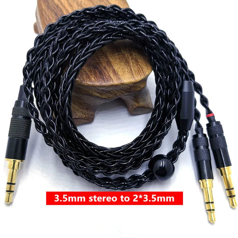 8 Core HE400SE Cable 3.5/2.5/4.4mm Plug to 2* 3.5mm plug  for Hifiman SUNDARA Ananda HE400SE Denon AH-D600 SONY MDR Z1R ...