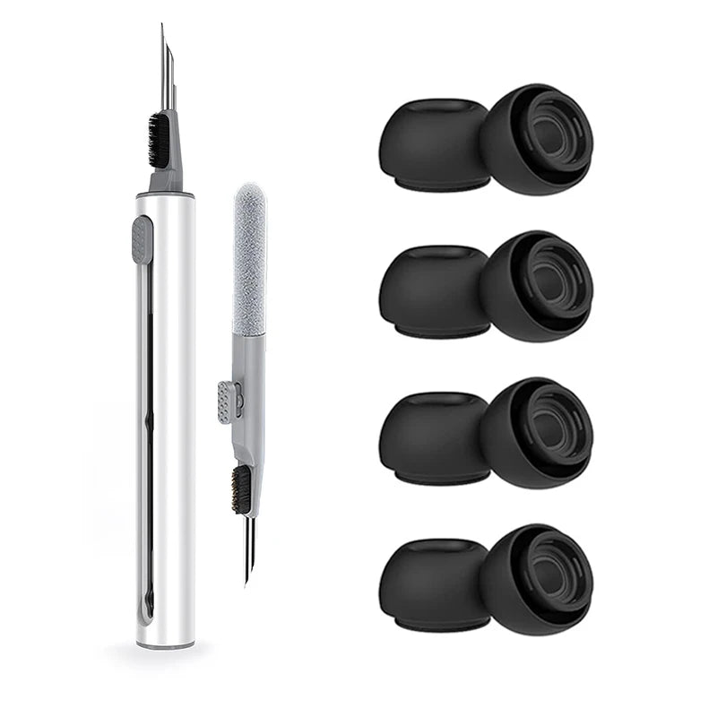 Liquid Silicone Noise Reduction Eartips for Airpods Pro 1 and 2 - 4 pairs with Cleaning Pen