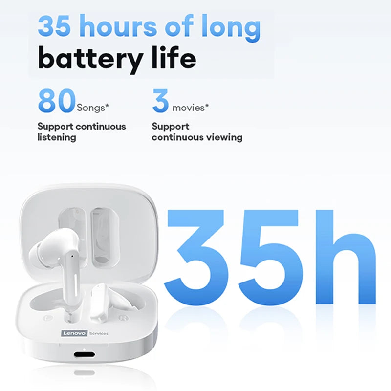 New Lenovo LE209 Wireless Bluetooth Earphone ANC Noise Reduction - 30H Battery Call Music Podcast Gaming Headset