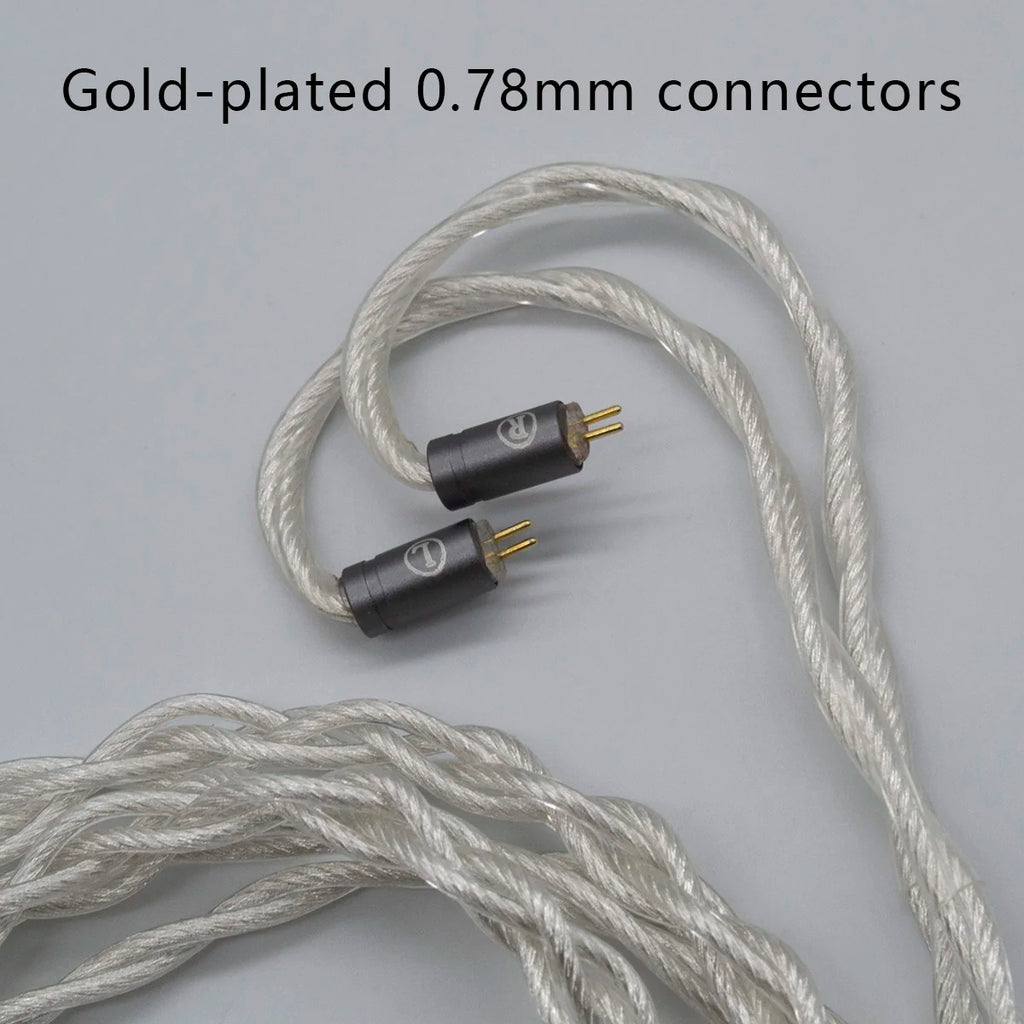 JUZEAR Limpid IEM Cable 4 Core 18 Awg 6N OFC Copper Silver Plated 2.5 3.5 4.4mm Gold Plated Plugs 2Pin Earphone Upgrade Cables