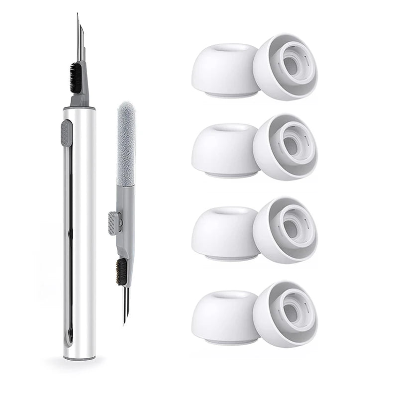 Liquid Silicone Noise Reduction Eartips for Airpods Pro 1 and 2 - 4 pairs with Cleaning Pen