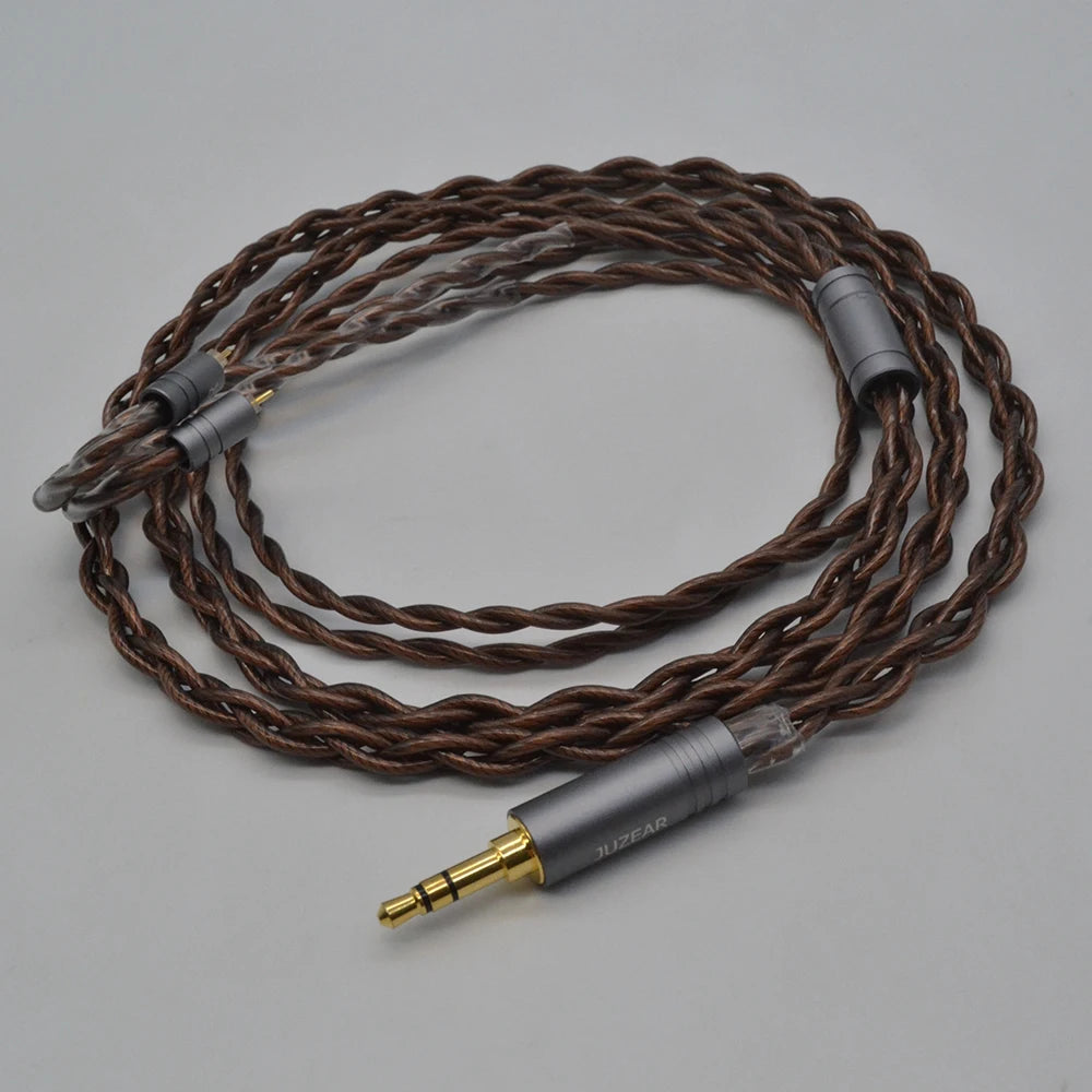 JUZEAR Pure IEM Cable 4-core 18AWG 6N Single Crystal Copper Wire Earphone Upgrade Cables 3.5 4.4mm 0.78mm 2 Pin For Headphone