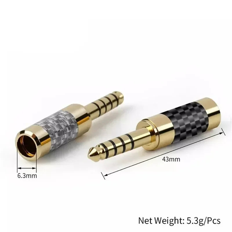 Jack 4.4mm Connector Balanced Interface Speaker Terminal Copper Male Plug Audio Conector DIY Headphones Cable Gold Rhodium