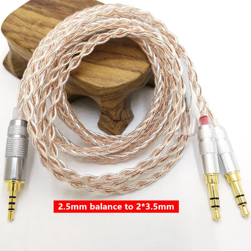 8 Core HE400SE Cable 3.5/2.5/4.4mm Plug to 2* 3.5mm plug  for Hifiman SUNDARA Ananda HE400SE Denon AH-D600 SONY MDR Z1R ...