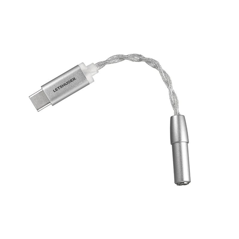 LETSHUOER DT01 PRO Type C to Jack 3.5mm Earphone Adapter DAC 384kHz/32bit Portable Headphone Amplifier for Phone/Player