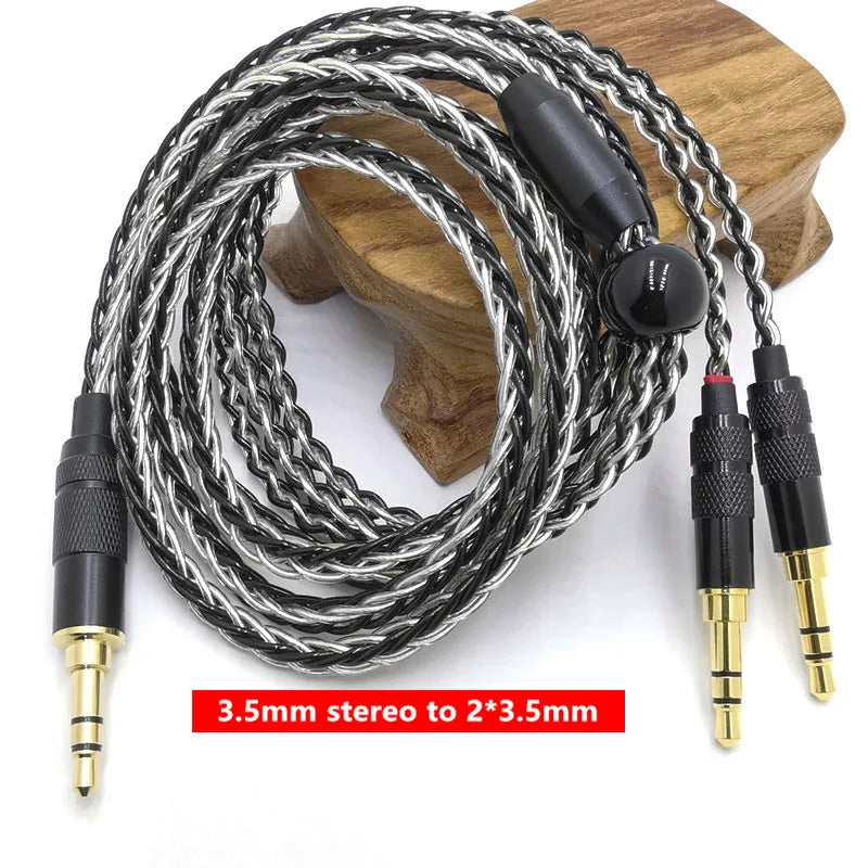 8 Core HE400SE Cable 3.5/2.5/4.4mm Plug to 2* 3.5mm plug  for Hifiman SUNDARA Ananda HE400SE Denon AH-D600 SONY MDR Z1R ...