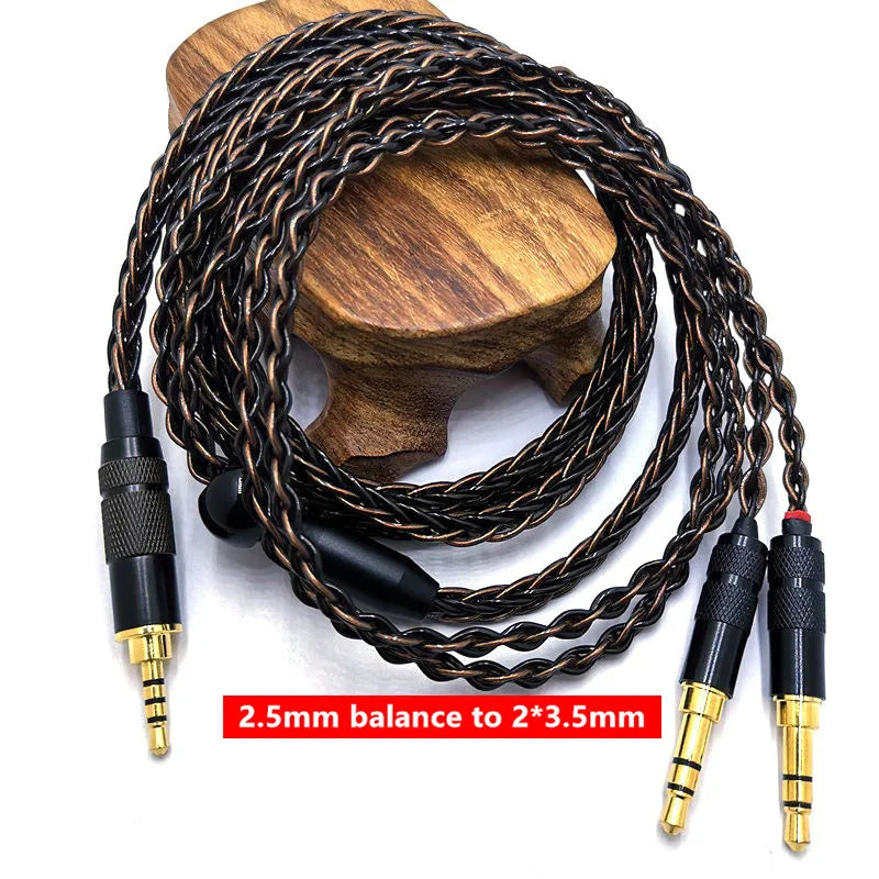 8 Core HE400SE Cable 3.5/2.5/4.4mm Plug to 2* 3.5mm plug  for Hifiman SUNDARA Ananda HE400SE Denon AH-D600 SONY MDR Z1R ...