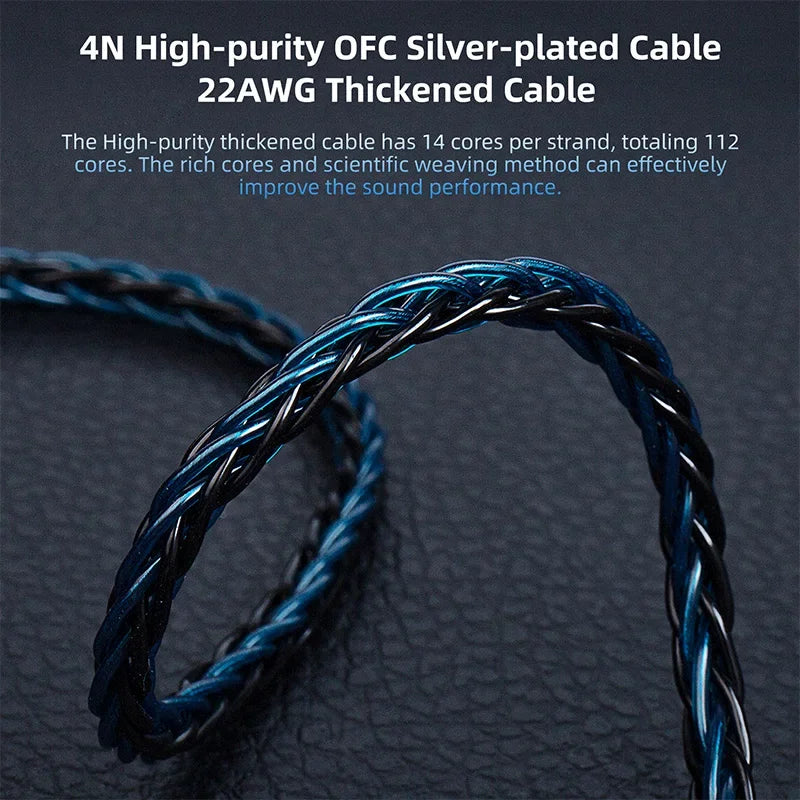 KBEAR ST12 8-strand 4N OFC silver-plated Upgraded Cable 3.5MM/4.4MM plug Earphone Cable HiFi music Audio Cable for iems