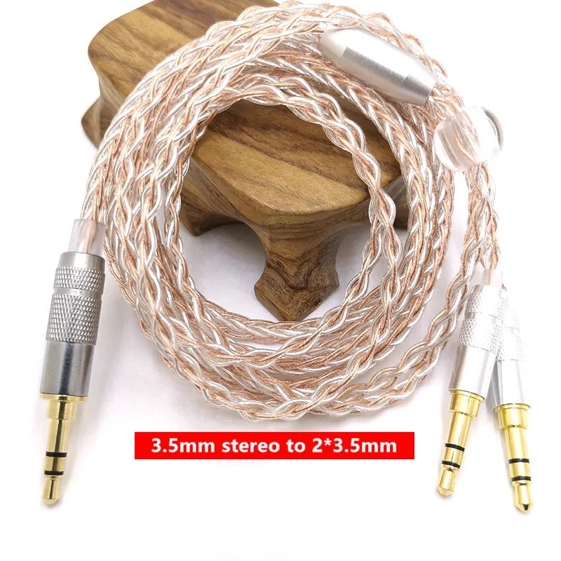 8 Core HE400SE Cable 3.5/2.5/4.4mm Plug to 2* 3.5mm plug  for Hifiman SUNDARA Ananda HE400SE Denon AH-D600 SONY MDR Z1R ...