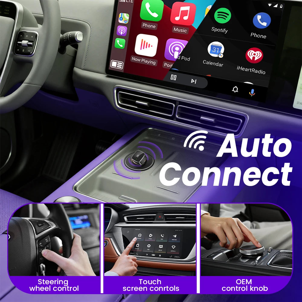 Wireless Carplay Adapter Android Auto Wireless Smart Dongle 2in1 For Volvo Benz Audi Kia Hyundai VW Mazda Cadillac MG Peugeot