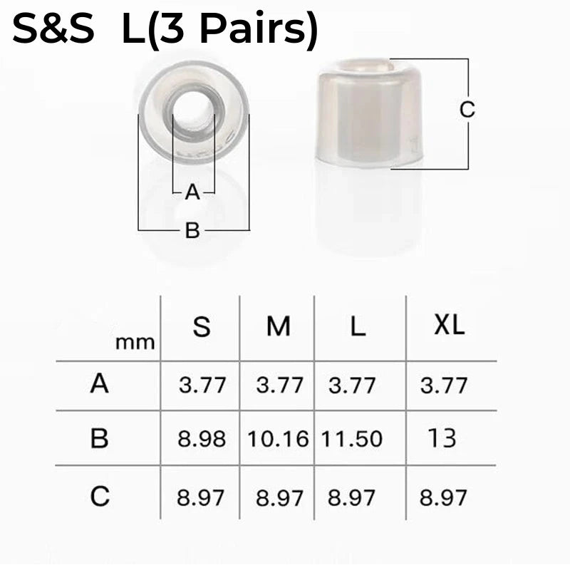 DUNU S&S (Stage & Studio) Silicone Eartips For 4.0mm-6mm Nozzle S/M/L/XL