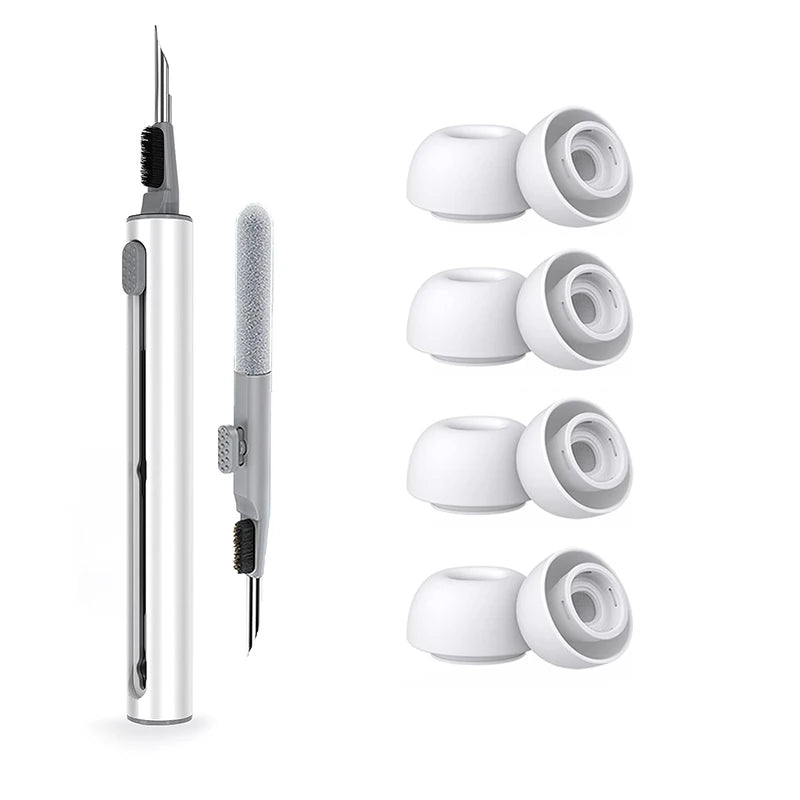 Liquid Silicone Noise Reduction Eartips for Airpods Pro 1 and 2 - 4 pairs with Cleaning Pen