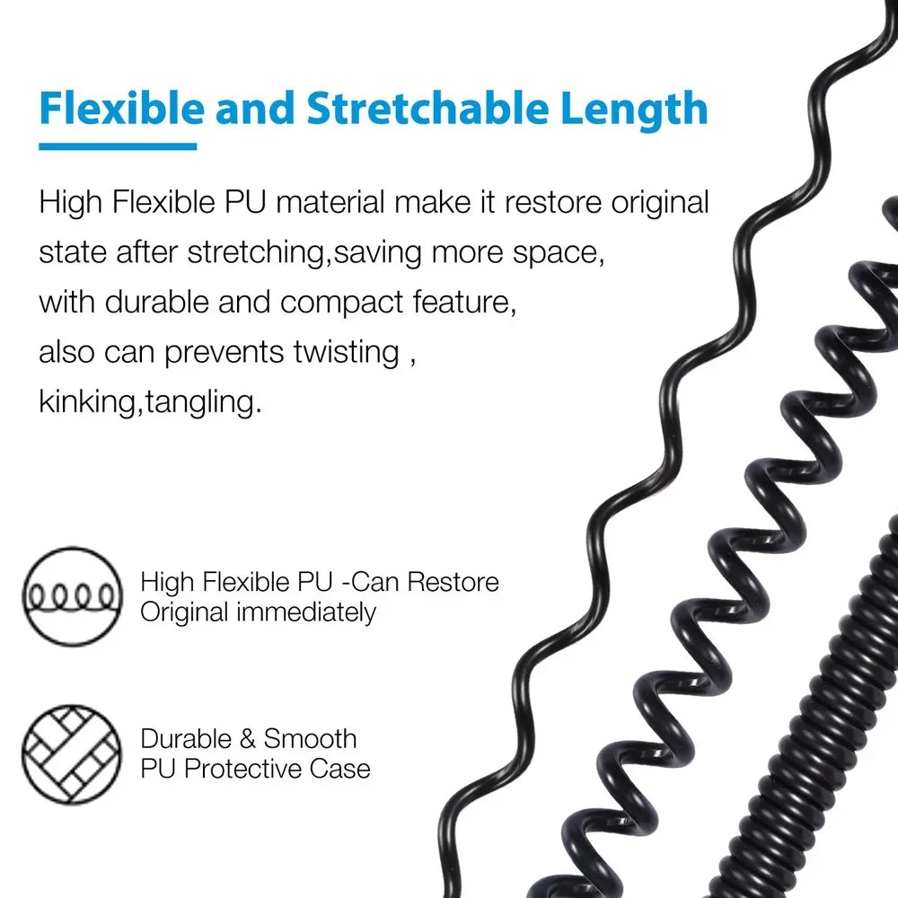 POYATU Spring Relief Coiled Headphone Cable for Philips Fidelio X2HR L2 SHP9600 SHP9500 SHP9500S and other Headphones
