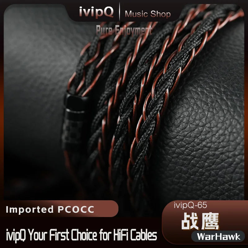 ivipQ-65 War Hawk Japan Imported PCOCC Copper HiFi Earphone Cable 3.5/4.4mm 2Pin 0.78/MMCX/HD800 Superconductor IEM Upgrade Wire