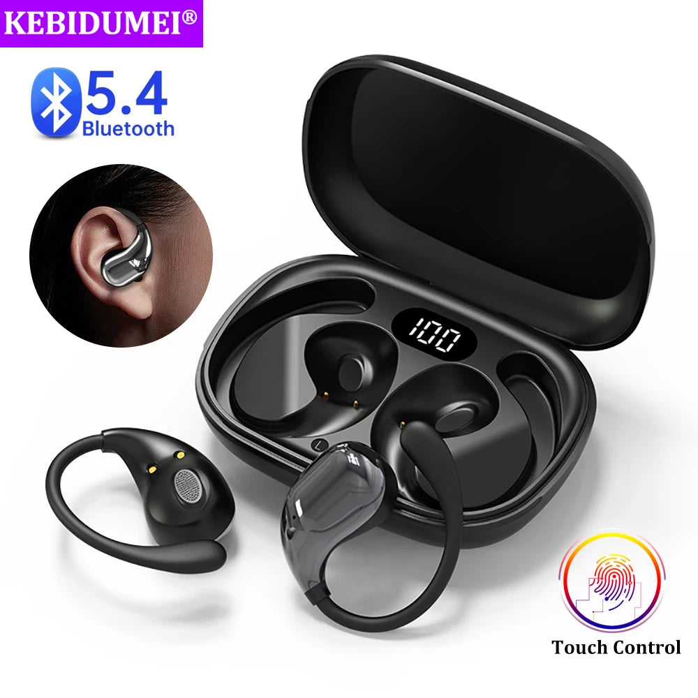 Bluetooth 5.4 Ear Hook TWS Earphones - Waterproof / LED Display