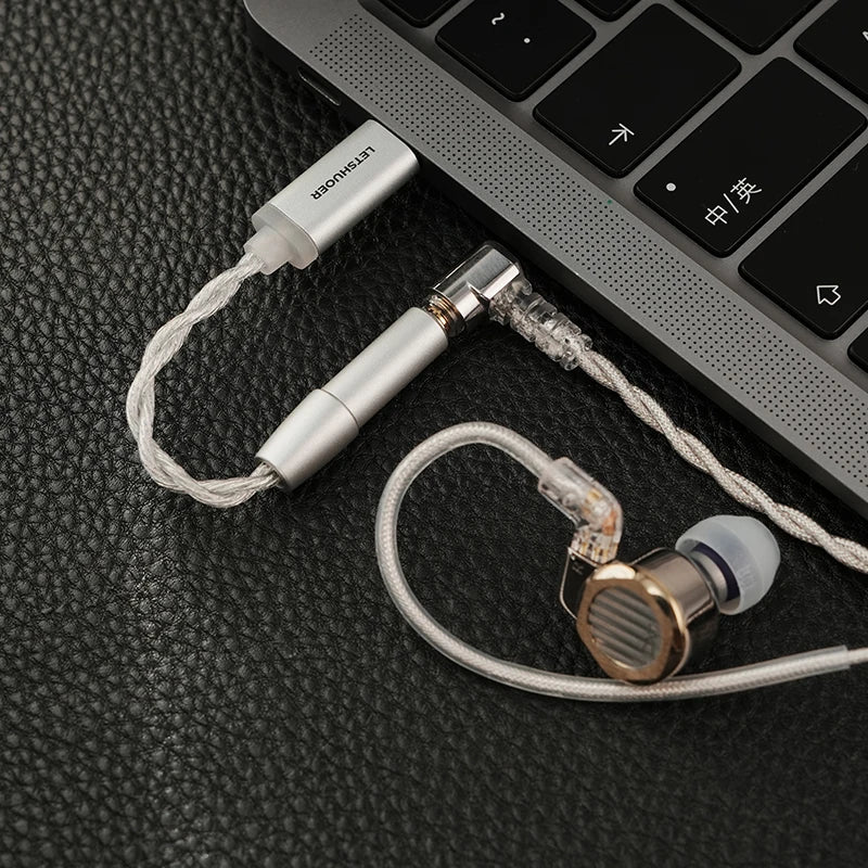 LETSHUOER DT01 PRO Type C to Jack 3.5mm Earphone Adapter DAC 384kHz/32bit Portable Headphone Amplifier for Phone/Player