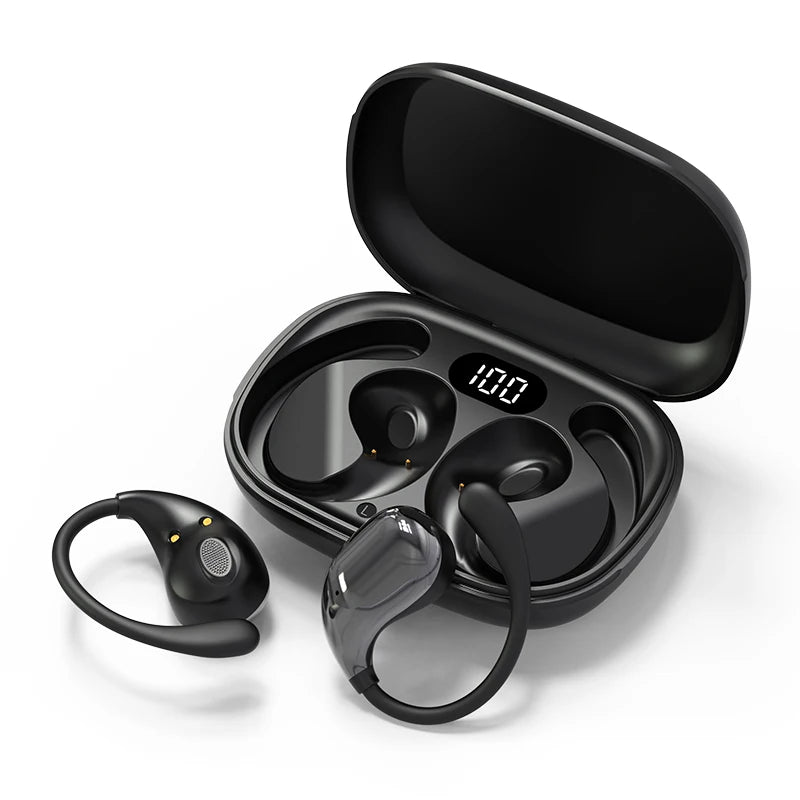 Bluetooth 5.4 Ear Hook TWS Earphones - Waterproof / LED Display