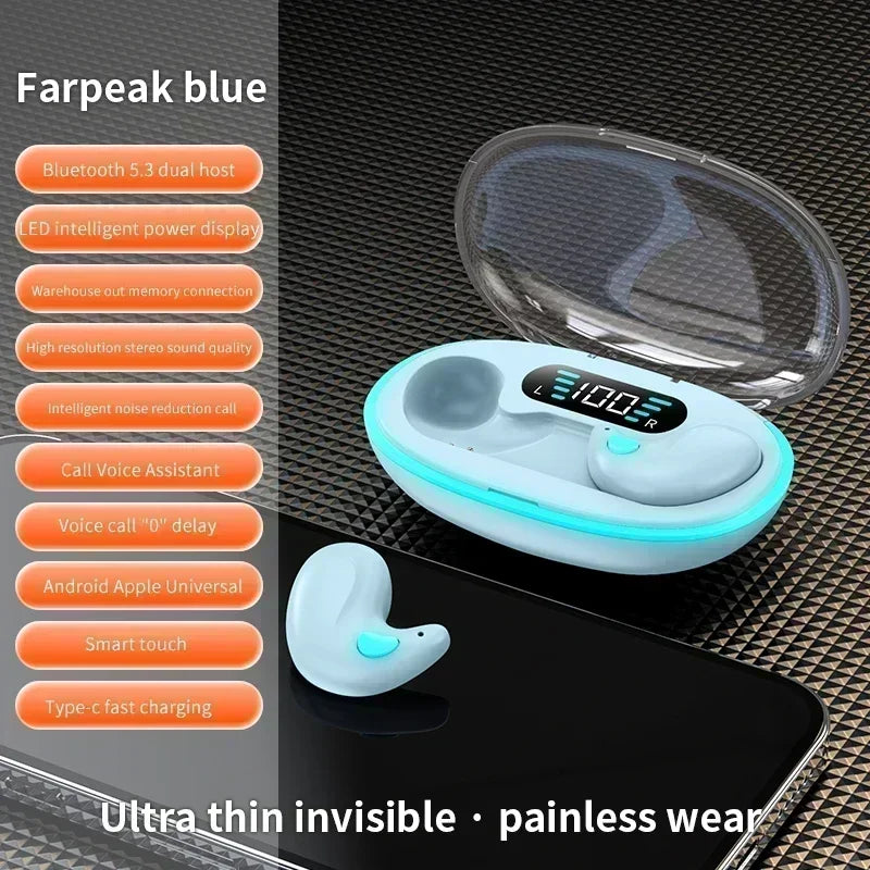 NEW X55 Earphone Stereo Hidden Headsets with Mic HD Call Waterproof Sleeping Earbuds Wireless Mini Headphones TWS Bluetooth