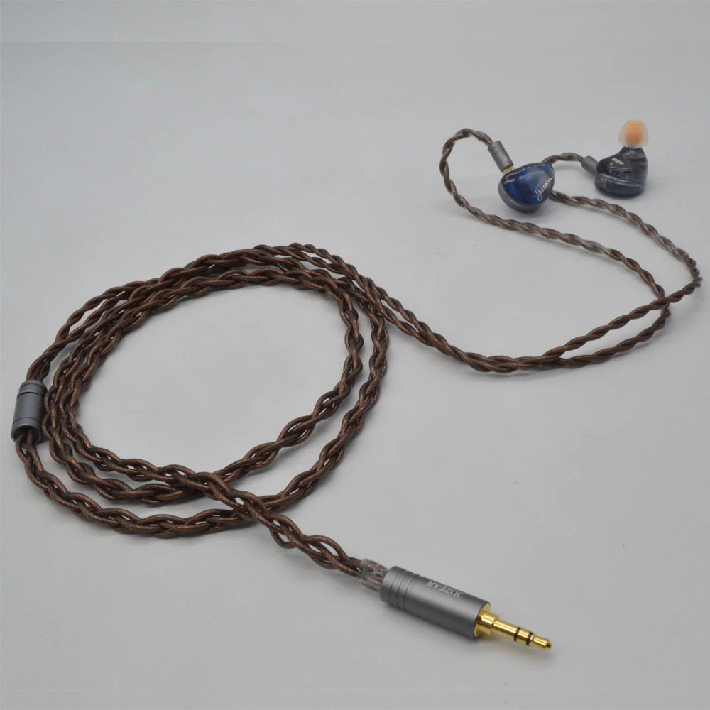 JUZEAR Pure IEM Cable 4-core 18AWG 6N Single Crystal Copper Wire Earphone Upgrade Cables 3.5 4.4mm 0.78mm 2 Pin For Headphone