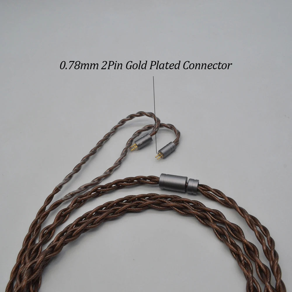 JUZEAR Pure IEM Cable 4-core 18AWG 6N Single Crystal Copper Wire Earphone Upgrade Cables 3.5 4.4mm 0.78mm 2 Pin For Headphone