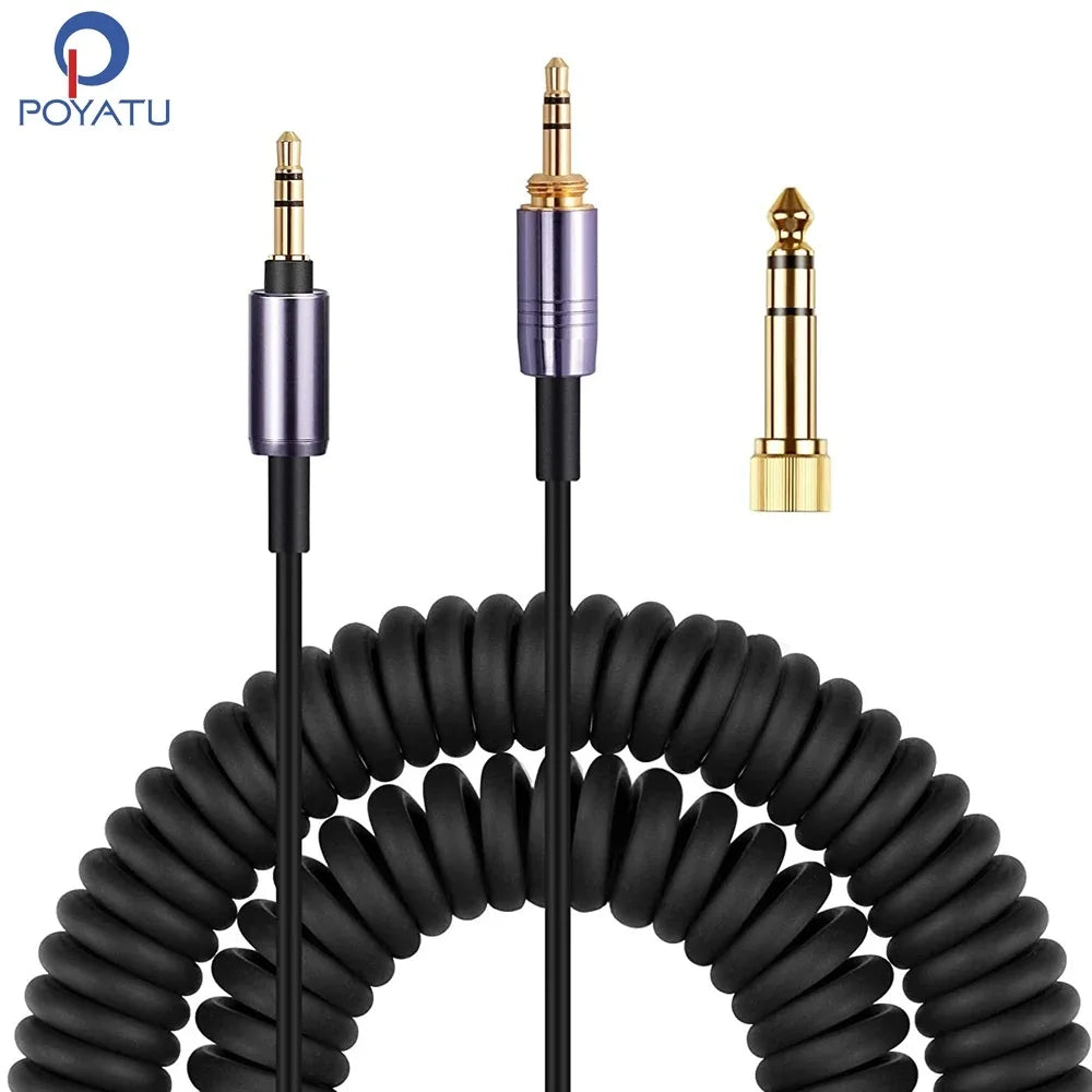 POYATU Spring Relief Coiled Headphone Cable for Philips Fidelio X2HR L2 SHP9600 SHP9500 SHP9500S and other Headphones