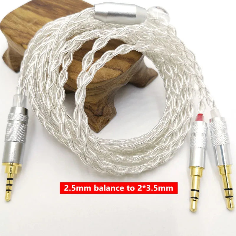 8 Core HE400SE Cable 3.5/2.5/4.4mm Plug to 2* 3.5mm plug  for Hifiman SUNDARA Ananda HE400SE Denon AH-D600 SONY MDR Z1R ...