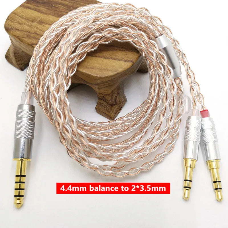 8 Core HE400SE Cable 3.5/2.5/4.4mm Plug to 2* 3.5mm plug  for Hifiman SUNDARA Ananda HE400SE Denon AH-D600 SONY MDR Z1R ...