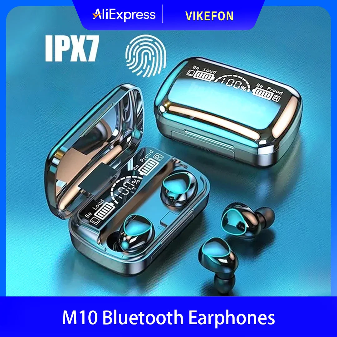 M10 Bluetooth Earphones - LED Display Waterproof Gaming