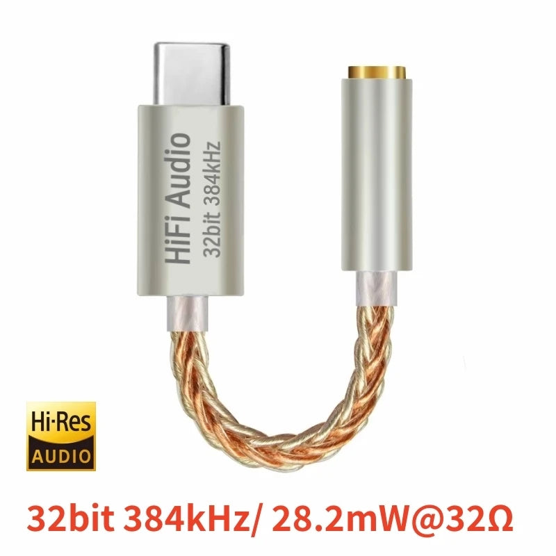 HiFI Audio 32bit 384kHz USB C dongle DAC