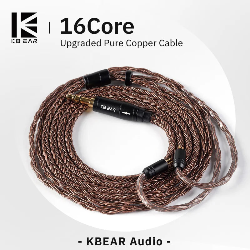 KBEAR 16 Core Pure Copper Earphone Cable 2PIN/MMCX/QDC Earbuds For KZ EDX ZSN PRO BLON BL-03 KBEAR KS1 Headphone